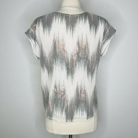 Erin Fetherston Silk Metallic Ikat Blouse Top - Picture 4 of 8